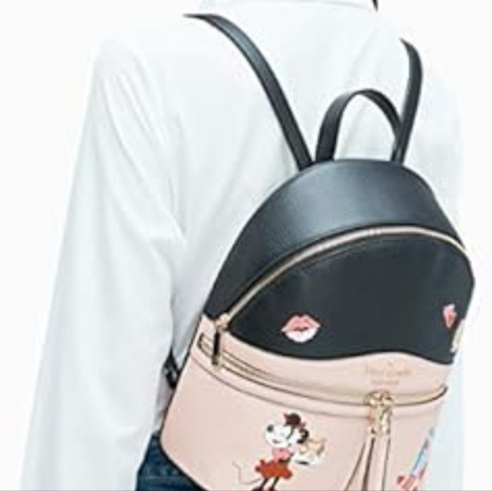 Kate Spade SET x Disney Minnie Mouse Medium Backpack & L Zip Bi-fold Wallet - Picture 8 of 16